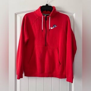 Nike 1/4 Zip Sweatshirt Small Red Coral‎ Graphic Floral Logo BQ8846 696 Women’s